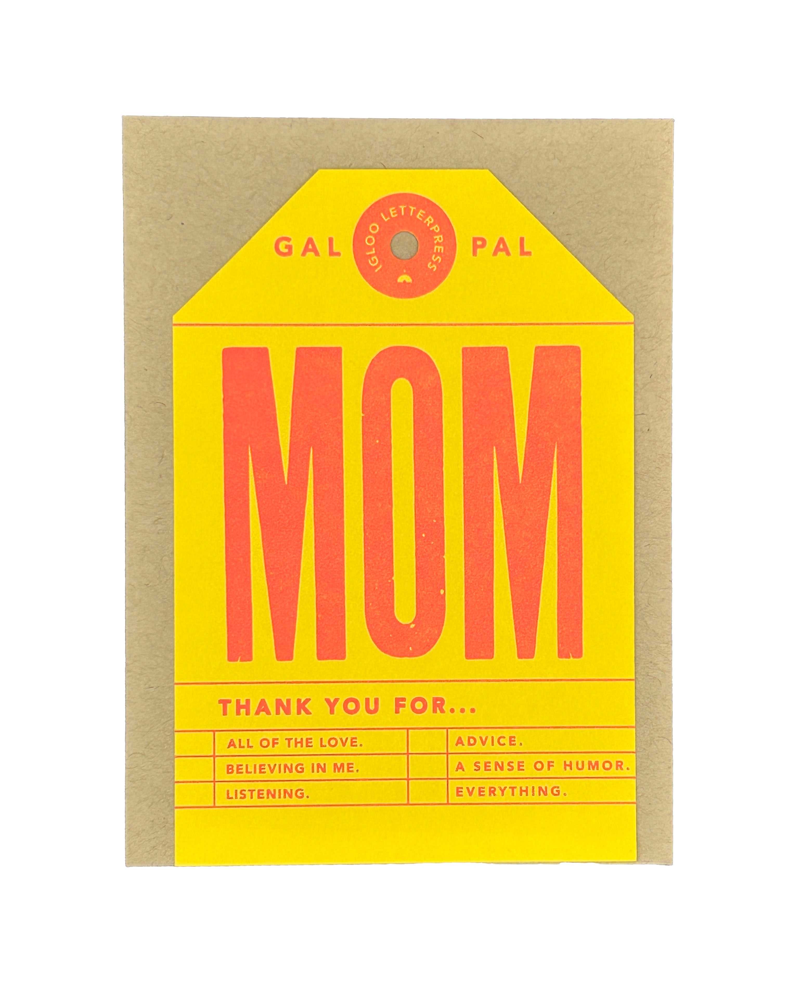Mom Tag Letterpress Card