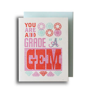 You Are A Gem Letterpress Card