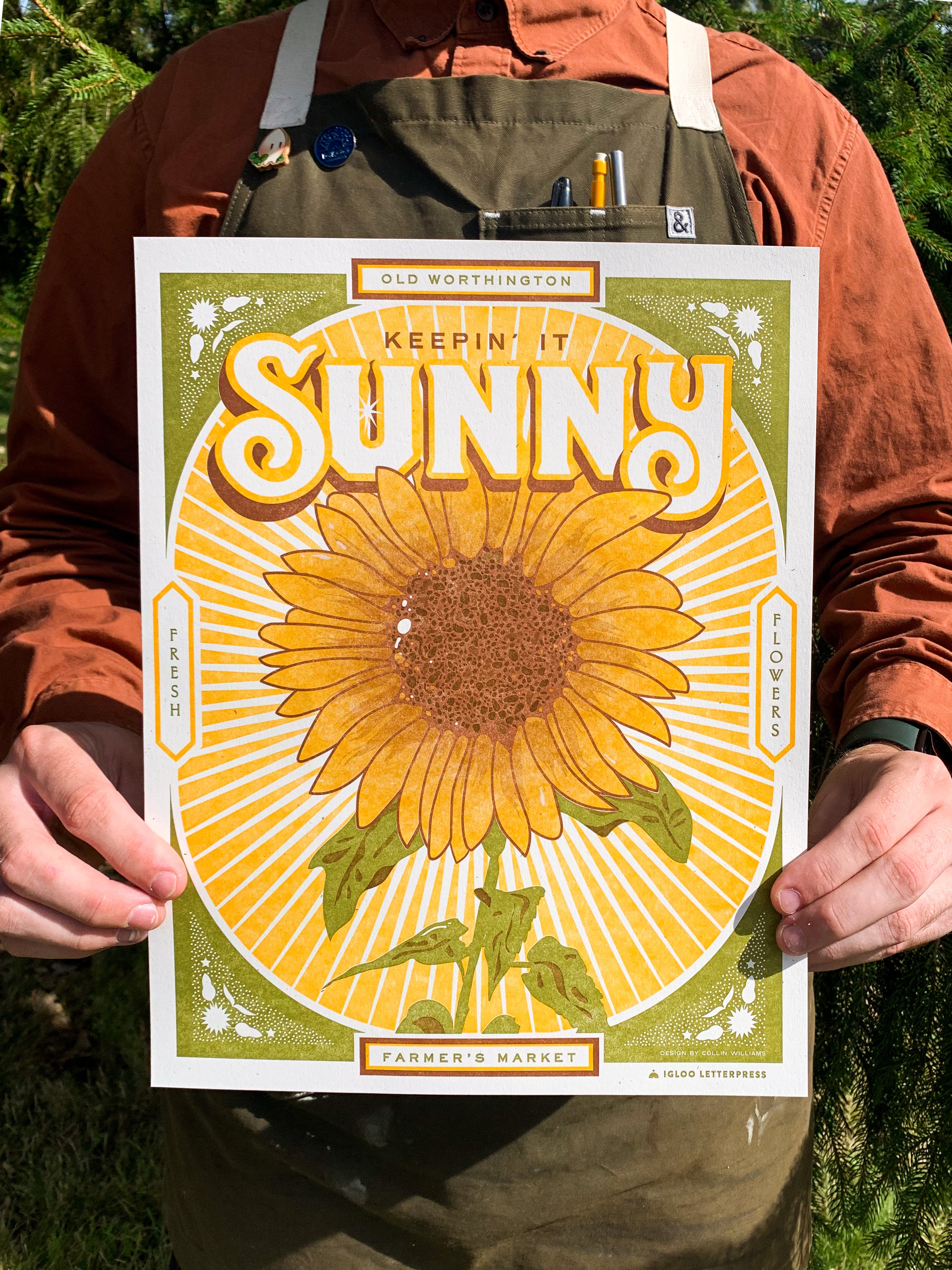Sunflower Farmers Market Letterpress Poster – Igloo Letterpress Sunflower Farmers Market Letterpress Poster – Igloo Letterpress