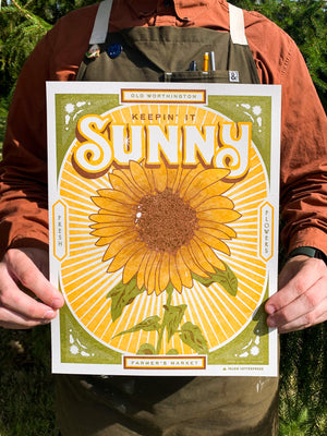 Sunflower Farmers Market Letterpress Poster
